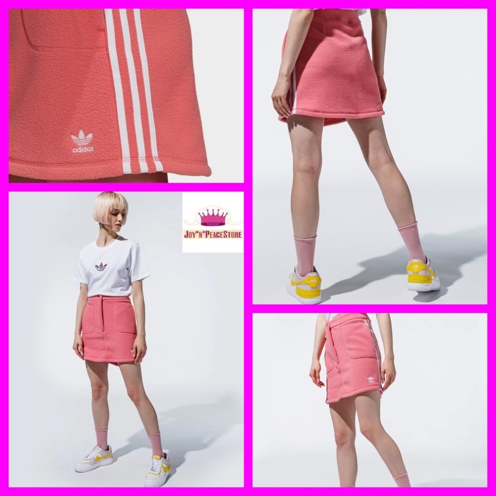 WOMEN'S ADIDAS ADICOLOR CLASSICS POLAR FLEECE SKIRT IN PINK ROSE M S 34" 30"